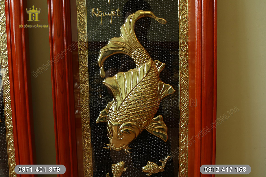 đôi tranh cá chép đồng vàng